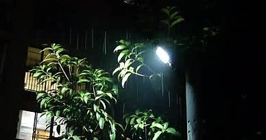 4K夜晚路灯雨夜路灯雨滴飘雨视频的预览图